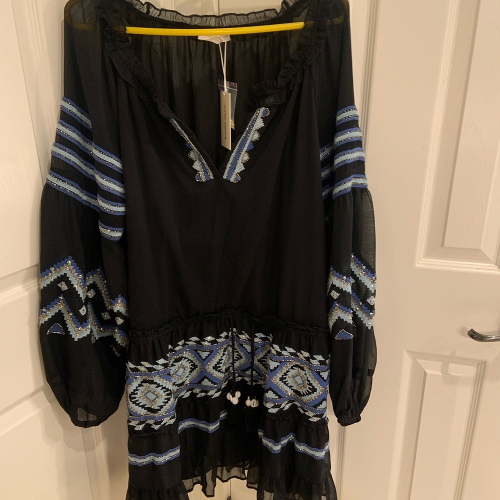 Ramy Brook new  XL. Black with beaded shell detail tunic dress